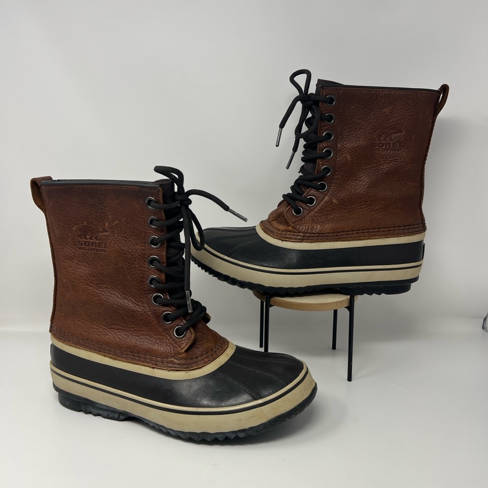 Preowned Men’s Sorel Waterproof 1964 Premium Leather Rubber Snow Boots Sz 7